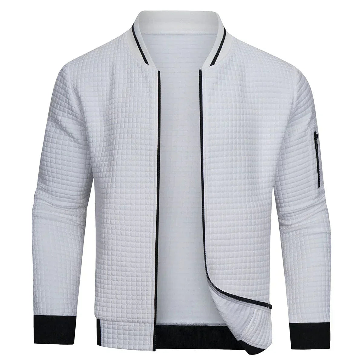 Veste zippée matelassée pour homme automne chaude confortable en tissu technique avec col bomber Pablo