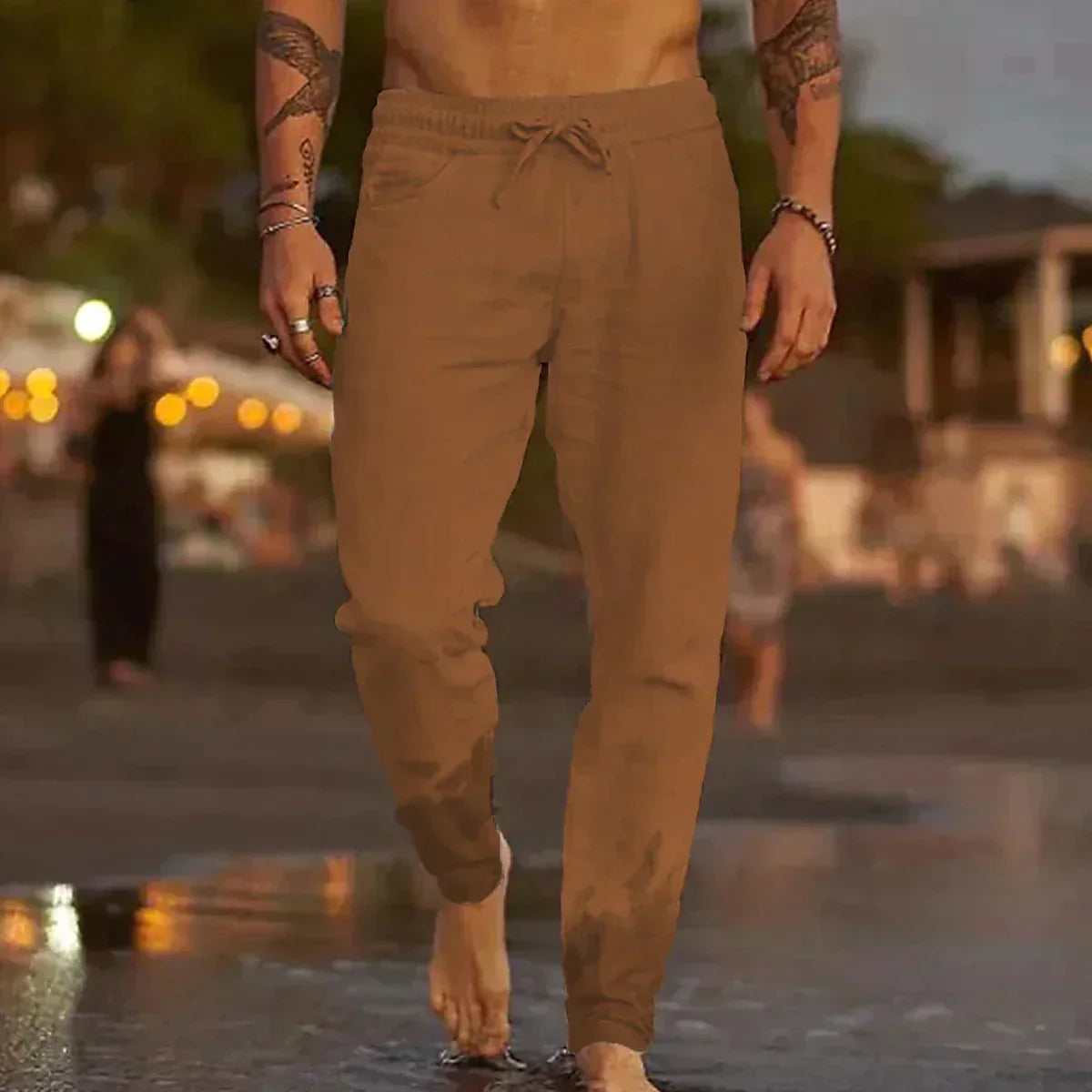 Pantalon homme en lin coupe décontractée – élégance naturelle et confort estival