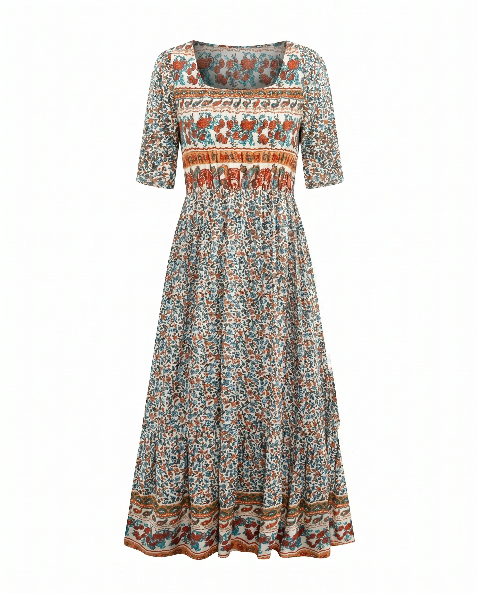Anaïs – Robe midi d'été bohème à imprimé femme