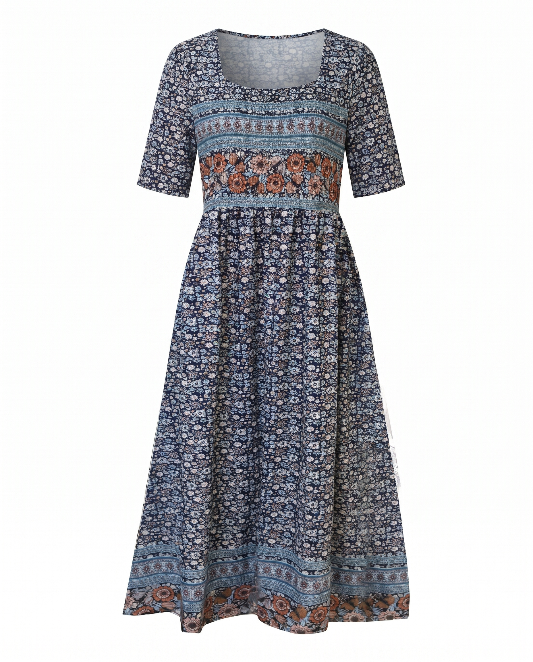 Anaïs – Robe midi d'été bohème à imprimé femme