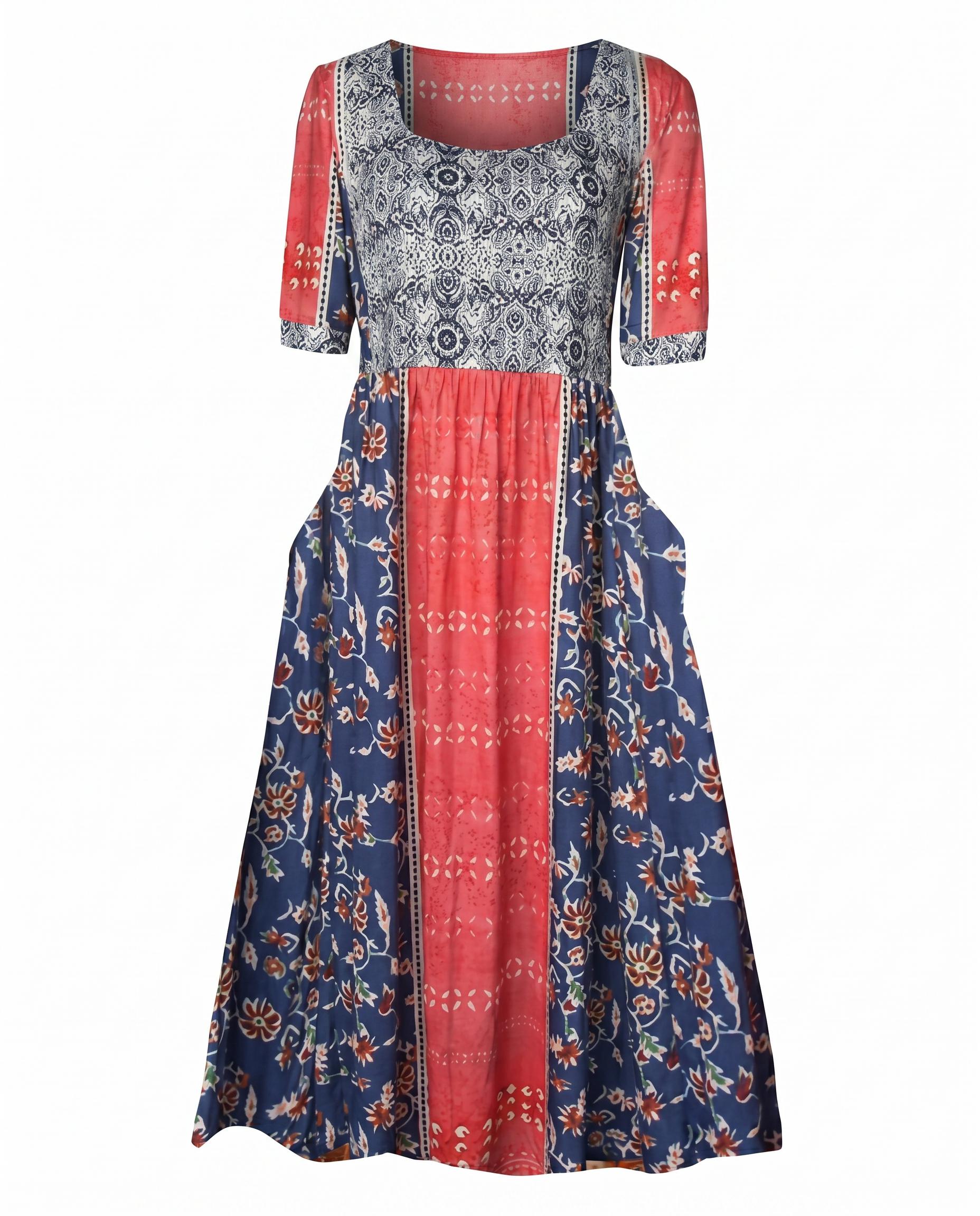 Anaïs – Robe midi d'été bohème à imprimé femme