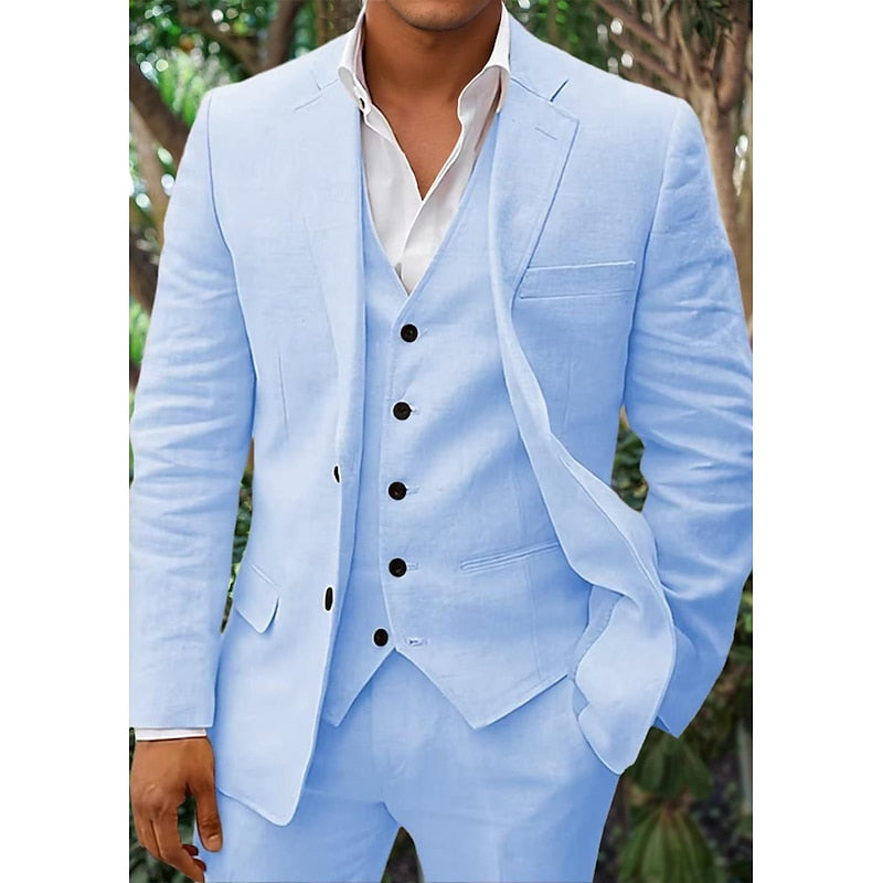 Costume trois pièces pour homme élégant et respirant en lin coupe moderne Alexandre