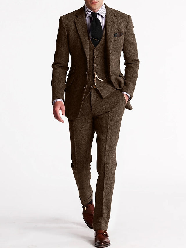 Costume smoking tweed pour homme élégant et raffiné en laine coupe ajustée Émile
