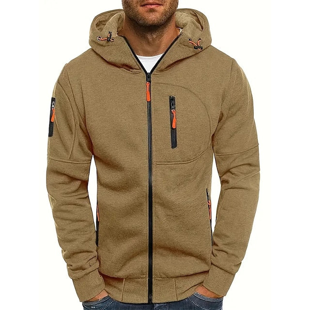 Sweat zippé à capuche pour homme automne en coton mélangé au style sportif avec détails contrastés Mauro