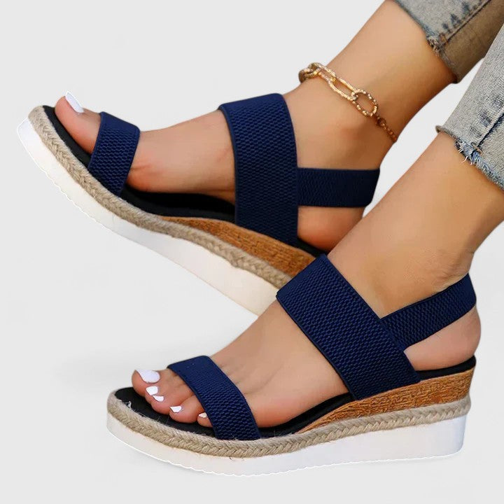 Eugénie – Sandales compensées à brides élastiques femme