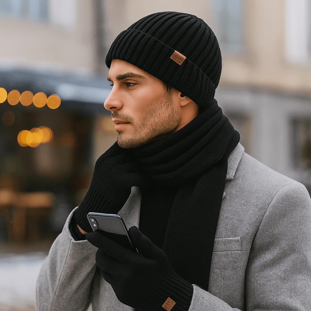Bastien – Ensemble d’hiver chaud avec bonnet écharpe et gants homme